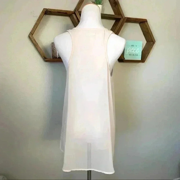 Garage light pink chiffon button up long tank top - Picture 4 of 5